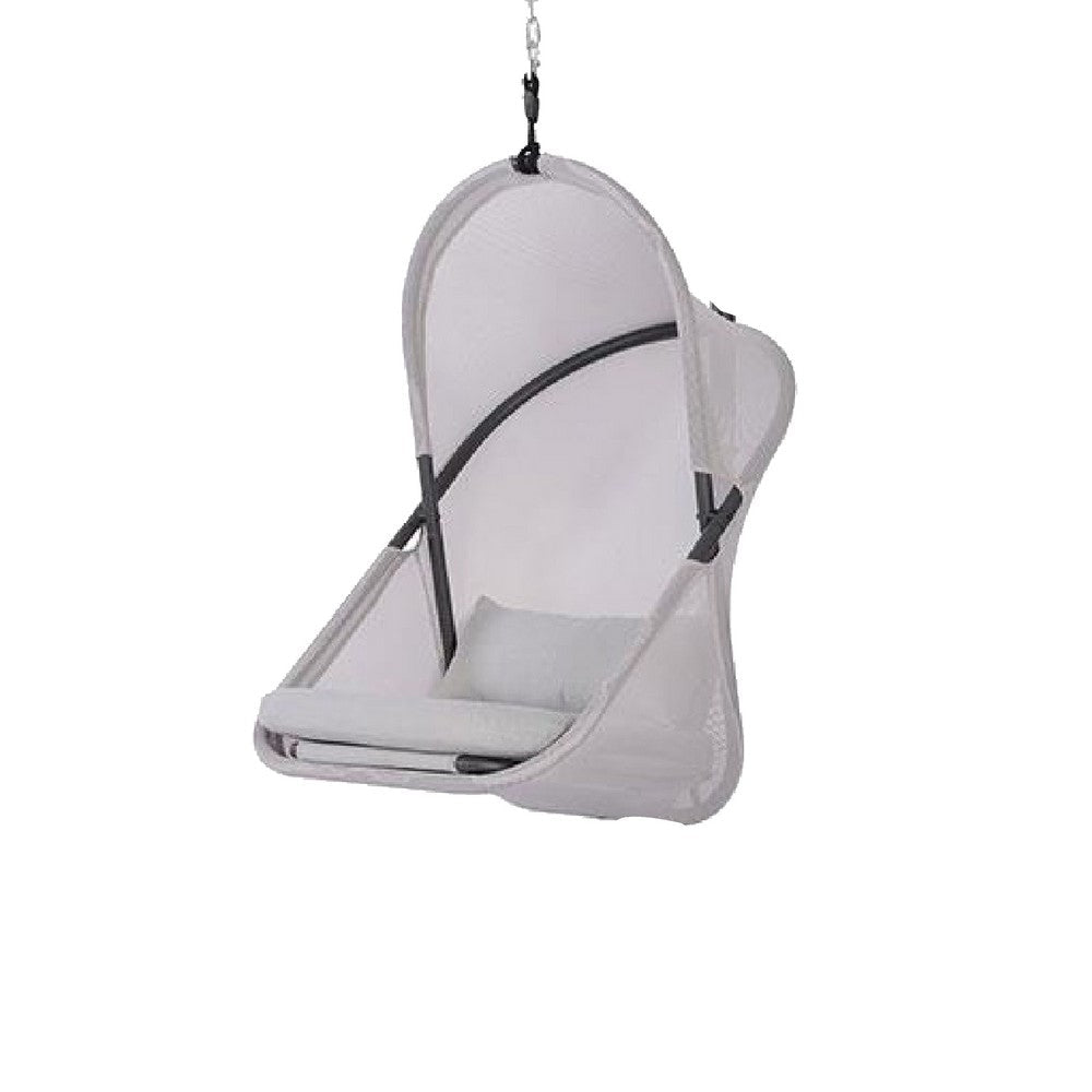 Cery Outdoor Hanging Swing Chair | Cushioned Light Gray Mesh