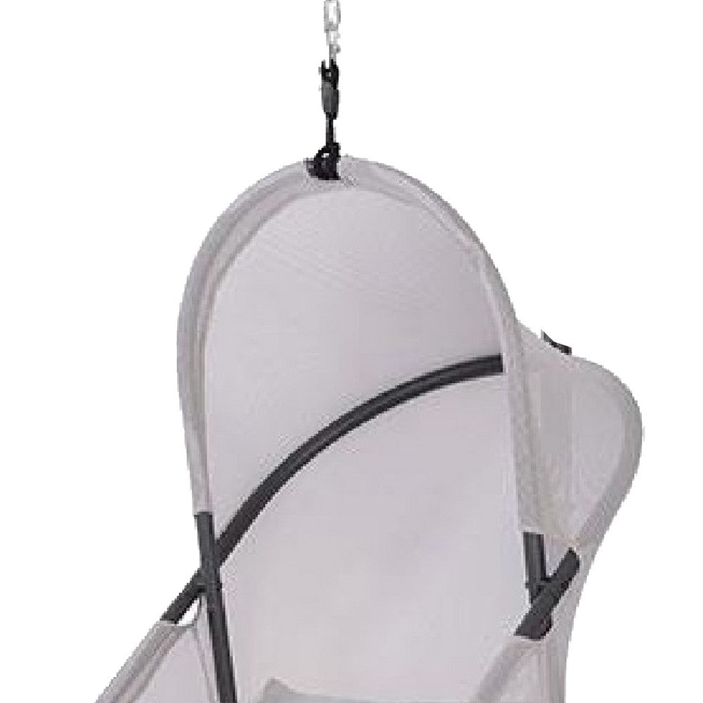 Cery Outdoor Hanging Swing Chair | Cushioned Light Gray Mesh