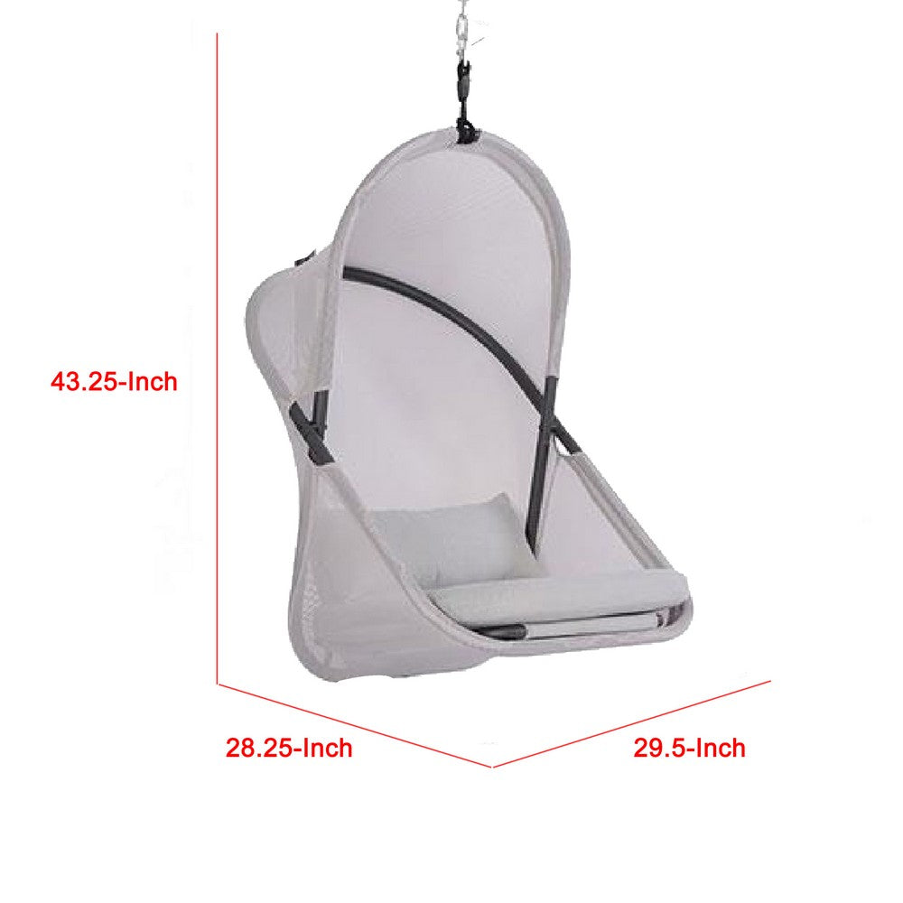 Cery Outdoor Hanging Swing Chair | Cushioned Light Gray Mesh