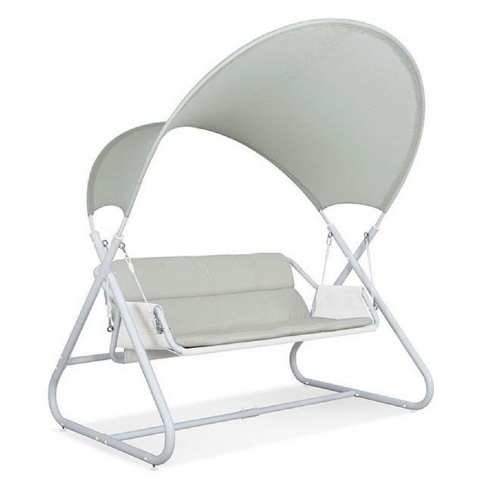 Diz Outdoor Hanging Double Swing Sofa Chair | White Powder Coated Steel