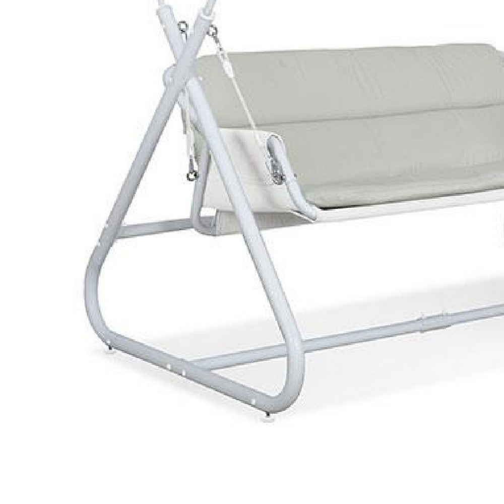 Diz Outdoor Hanging Double Swing Sofa Chair | White Powder Coated Steel