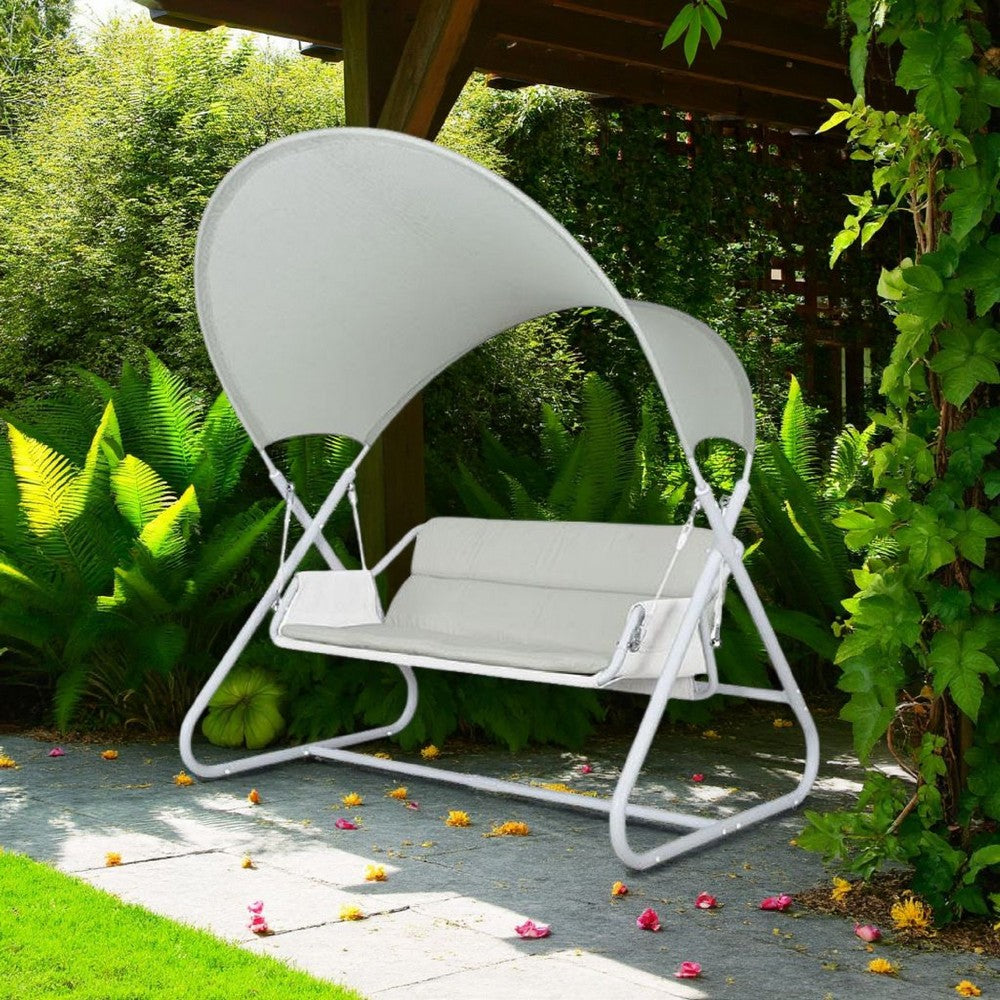 Diz Outdoor Hanging Double Swing Sofa Chair | White Powder Coated Steel