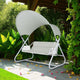 Diz Outdoor Hanging Double Swing Sofa Chair | White Powder Coated Steel