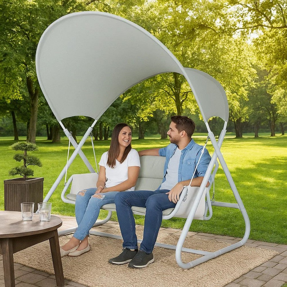 Diz Outdoor Hanging Double Swing Sofa Chair | White Powder Coated Steel