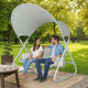 Diz Outdoor Hanging Double Swing Sofa Chair | White Powder Coated Steel
