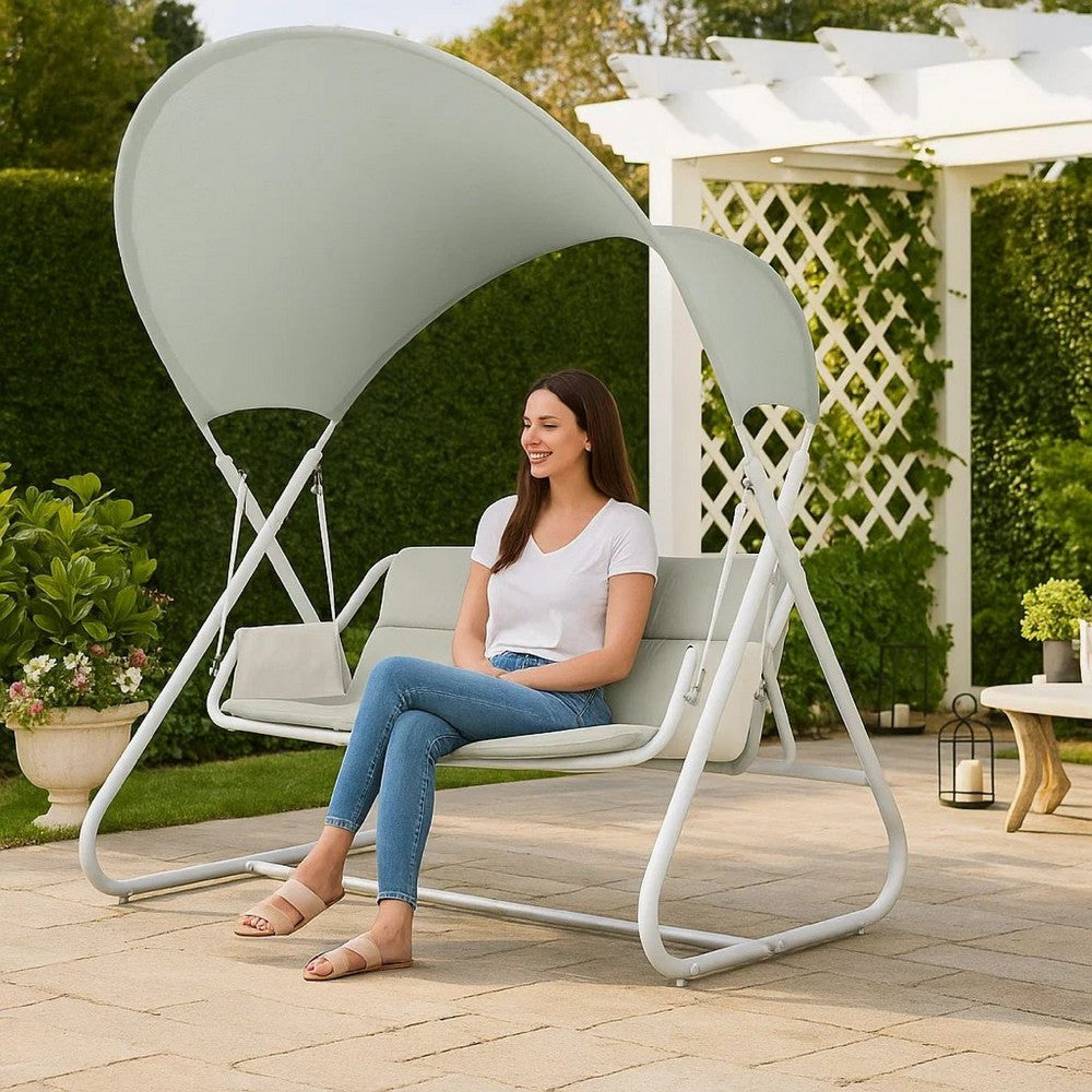 Diz Outdoor Hanging Double Swing Sofa Chair | White Powder Coated Steel