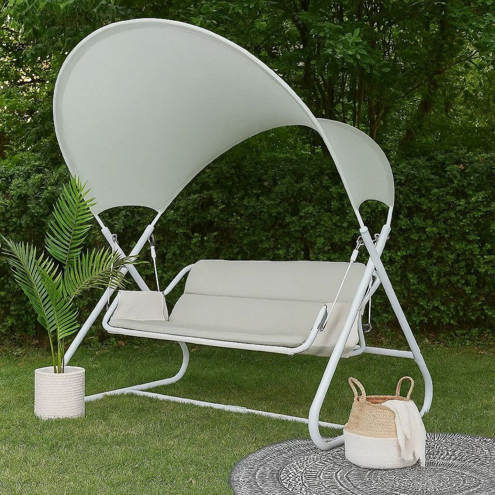 Diz Outdoor Hanging Double Swing Sofa Chair | White Powder Coated Steel