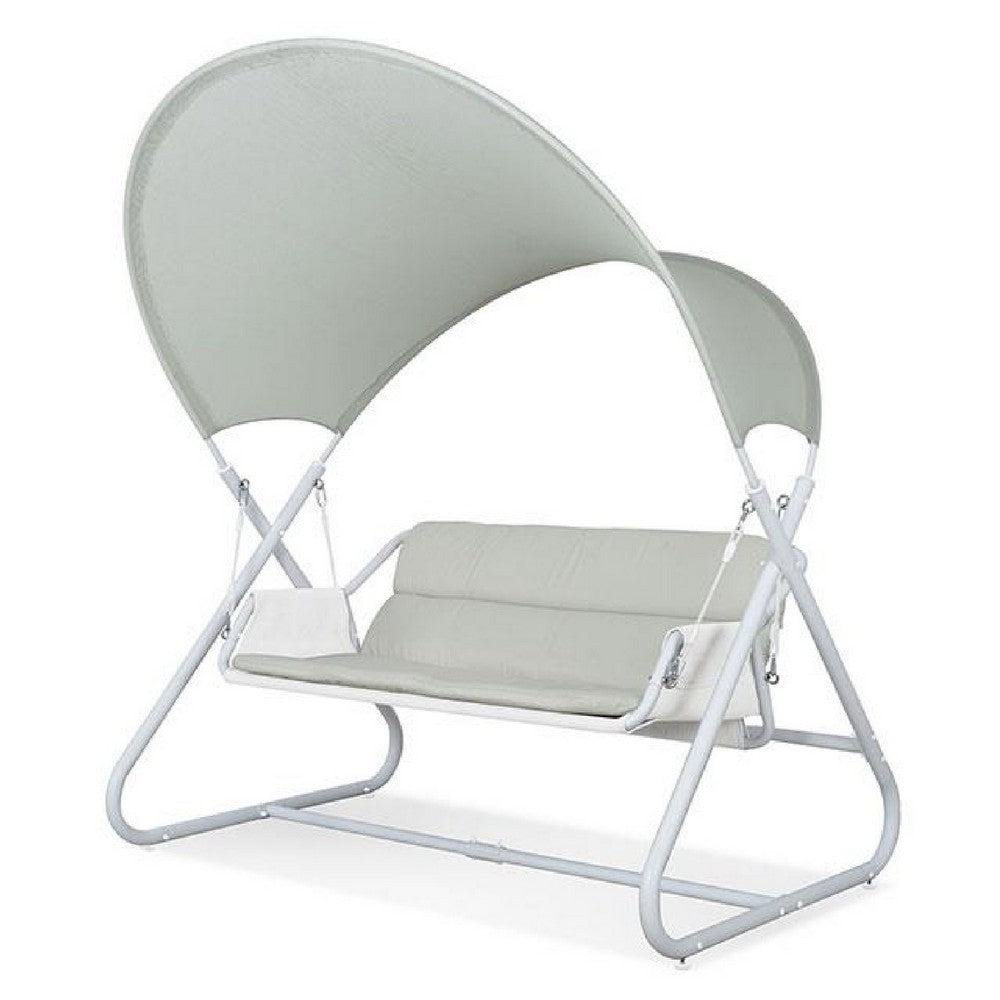 Diz Outdoor Hanging Double Swing Sofa Chair | White Powder Coated Steel