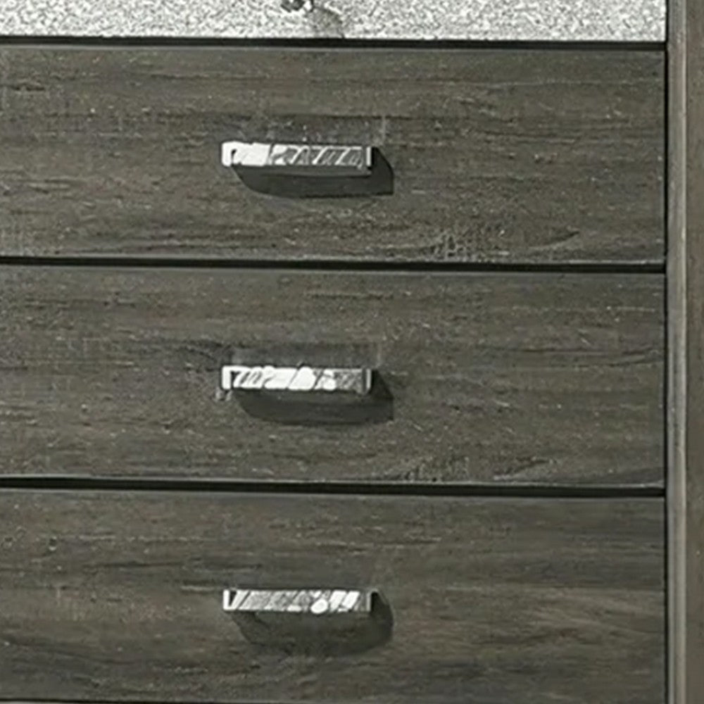Lito Tall Dresser Chest | 4 Drawers w 1 Jewelry Tray | Glam Silver | Gray BM339403