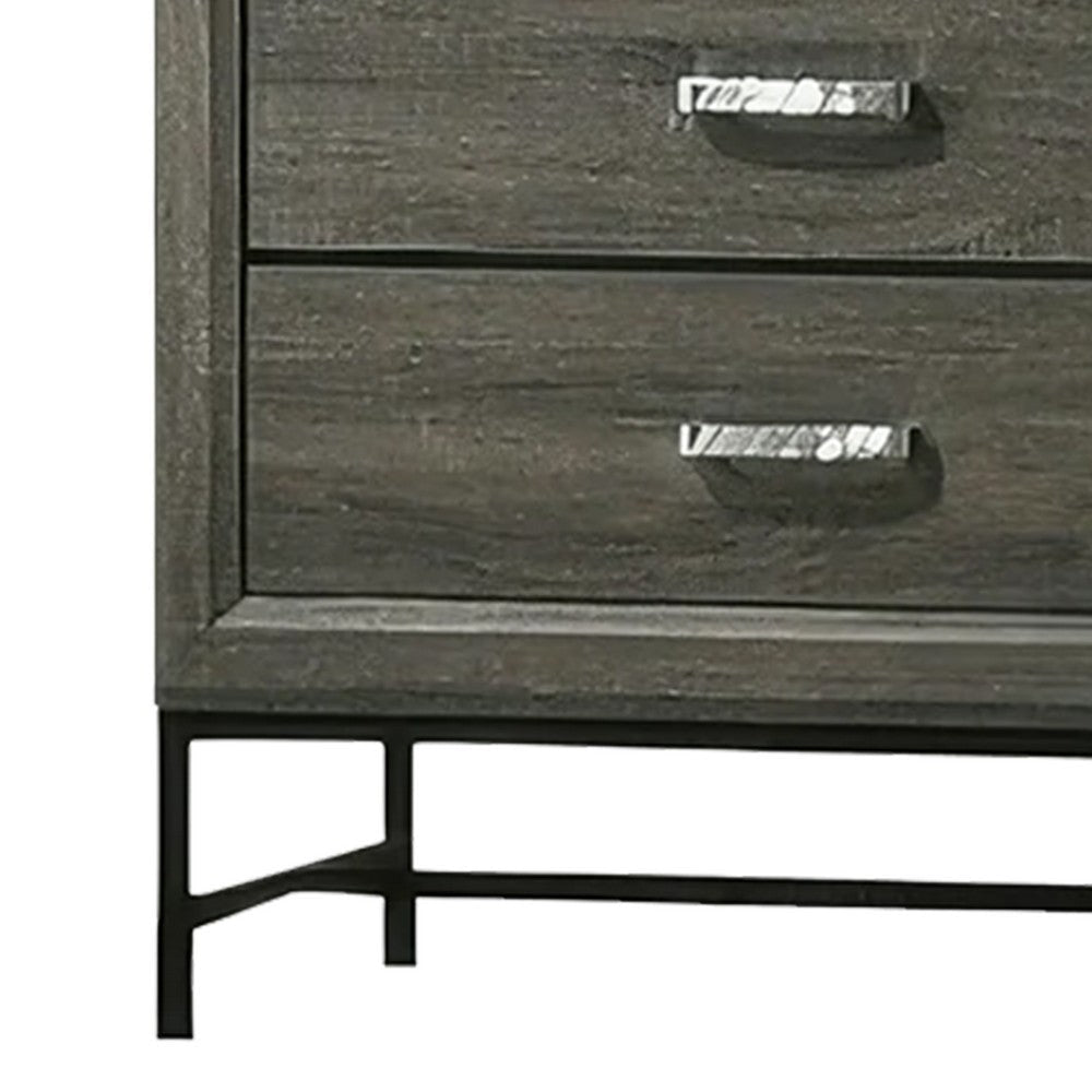 Lito Tall Dresser Chest | 4 Drawers w 1 Jewelry Tray | Glam Silver | Gray BM339403