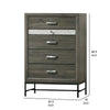 Lito Tall Dresser Chest | 4 Drawers w 1 Jewelry Tray | Glam Silver | Gray BM339403