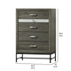 Lito Tall Dresser Chest | 4 Drawers w 1 Jewelry Tray | Glam Silver | Gray BM339403