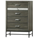 Lito Tall Dresser Chest | 4 Drawers w 1 Jewelry Tray | Glam Silver | Gray