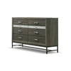 Lito Wide Dresser | 6 Drawers w 2 Jewelry Trays | Glam Silver | Gray BM339404