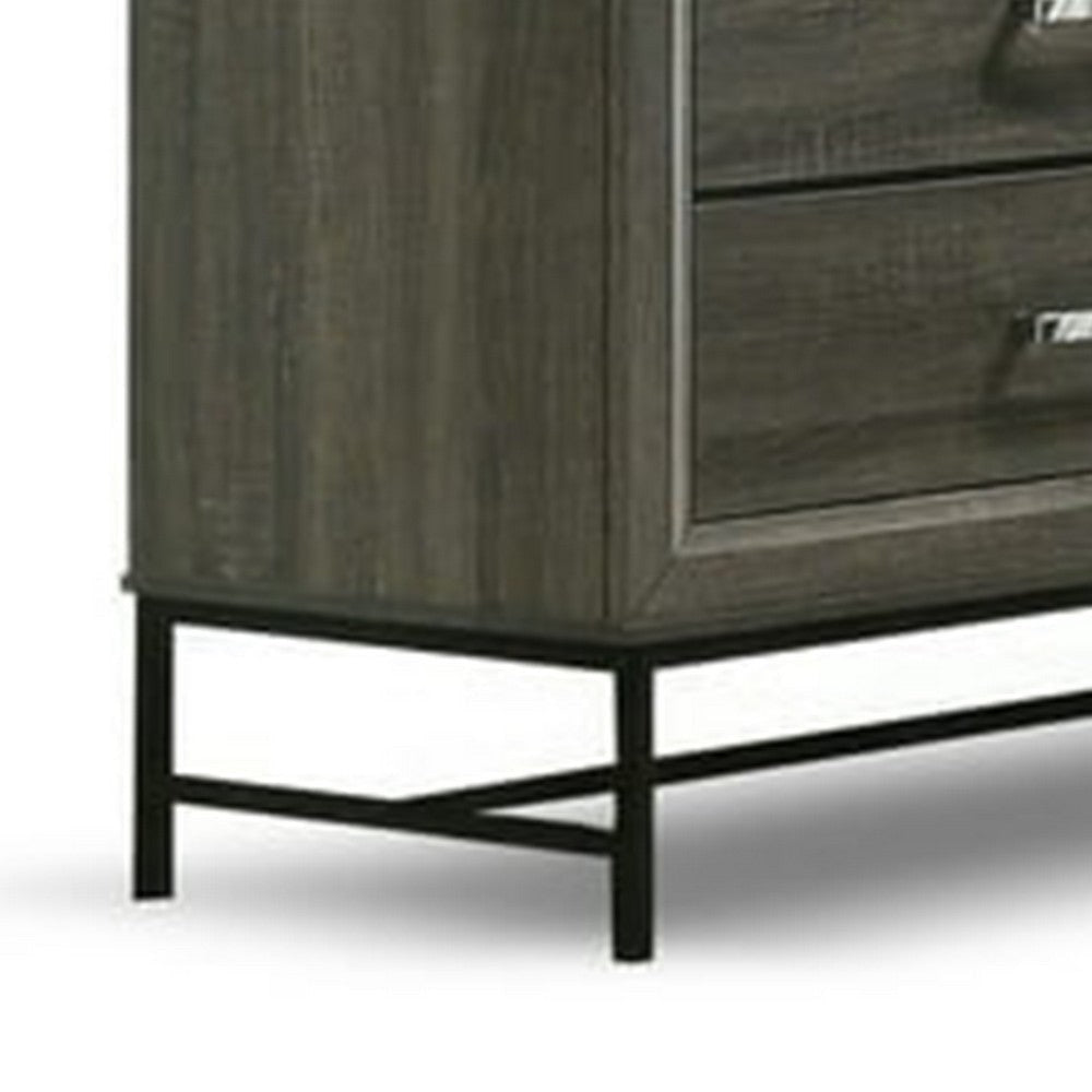 Lito Wide Dresser | 6 Drawers w 2 Jewelry Trays | Glam Silver | Gray BM339404