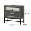 Lito 25’’ Nightstand | 1 Drawer & Jewelry Tray | Glam Silver | Gray BM339405