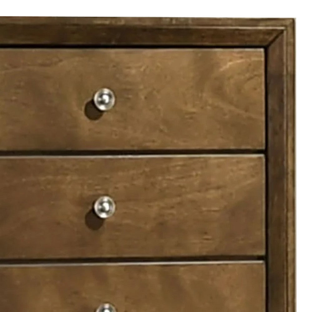 Rouk 5 Drawer Tall Dresser Chest | Transitional | Walnut Brown Solid Wood BM339406