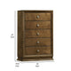 Rouk 5 Drawer Tall Dresser Chest | Transitional | Walnut Brown Solid Wood BM339406