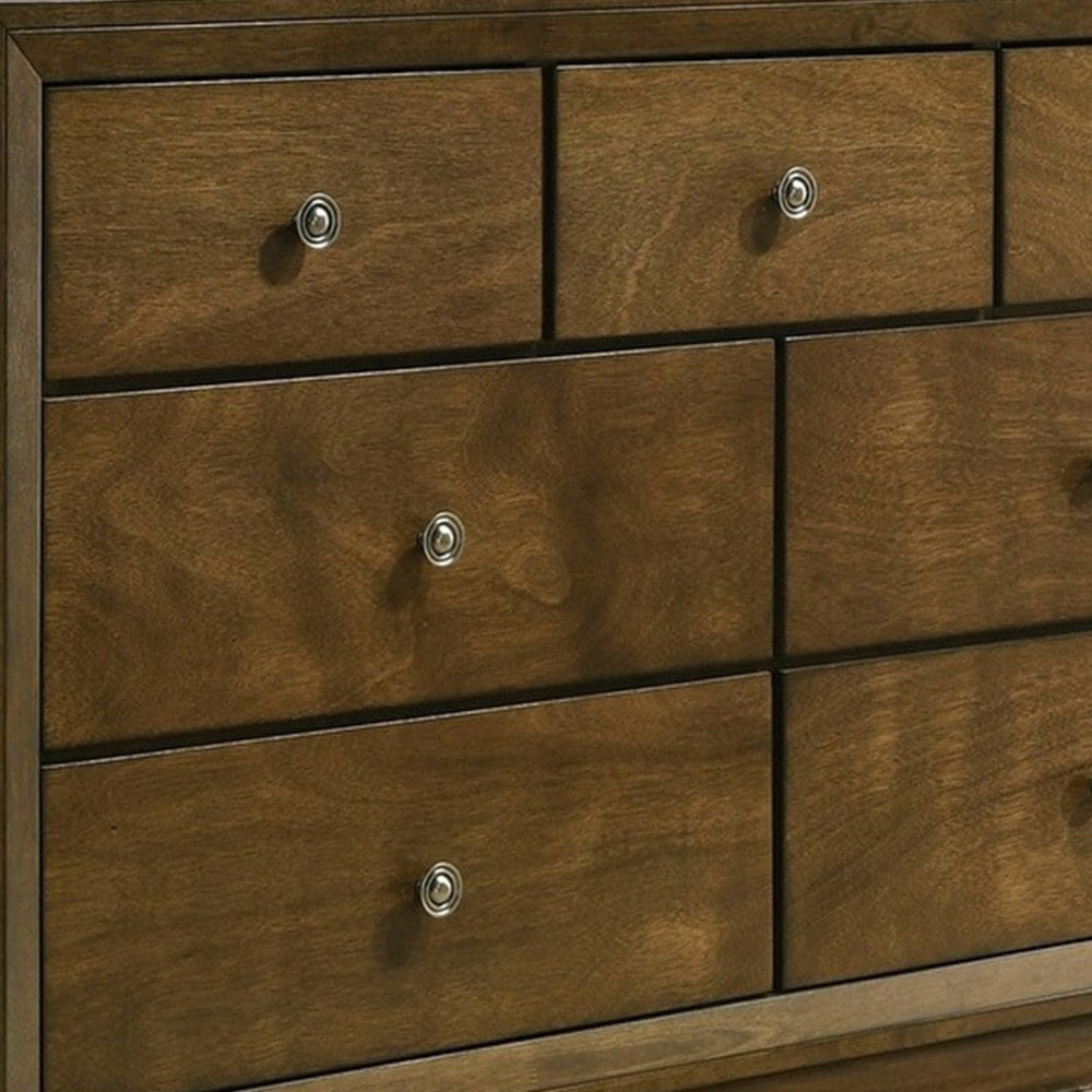 Rouk 7 Drawer Wide Dresser | Transitional | Walnut Brown Solid Wood BM339407