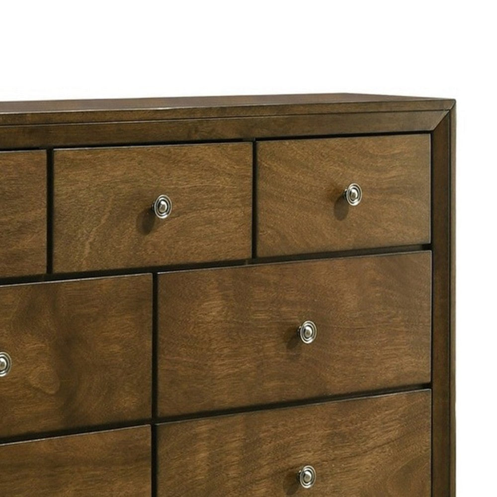Rouk 7 Drawer Wide Dresser | Transitional | Walnut Brown Solid Wood BM339407