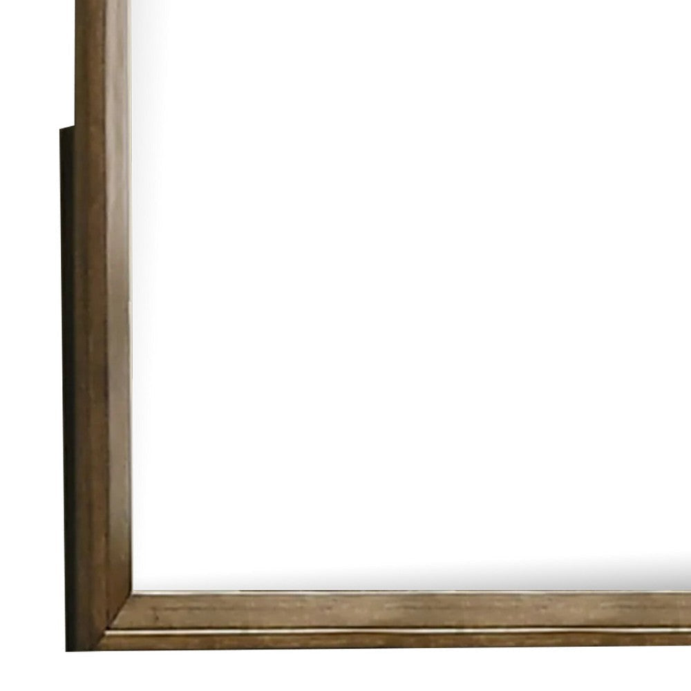 Rouk Dresser Mirror | Walnut Brown Solid Wood | Rectangular 45’’ Frame BM339408