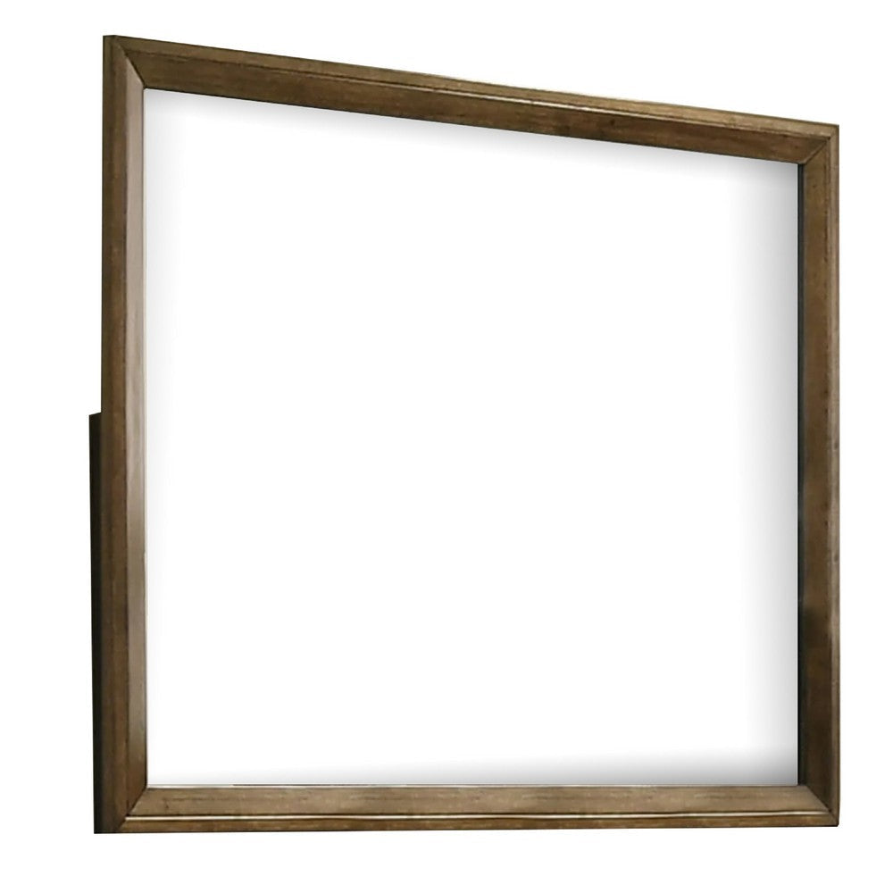 Rouk Dresser Mirror | Walnut Brown Solid Wood | Rectangular 45’’ Frame BM339408