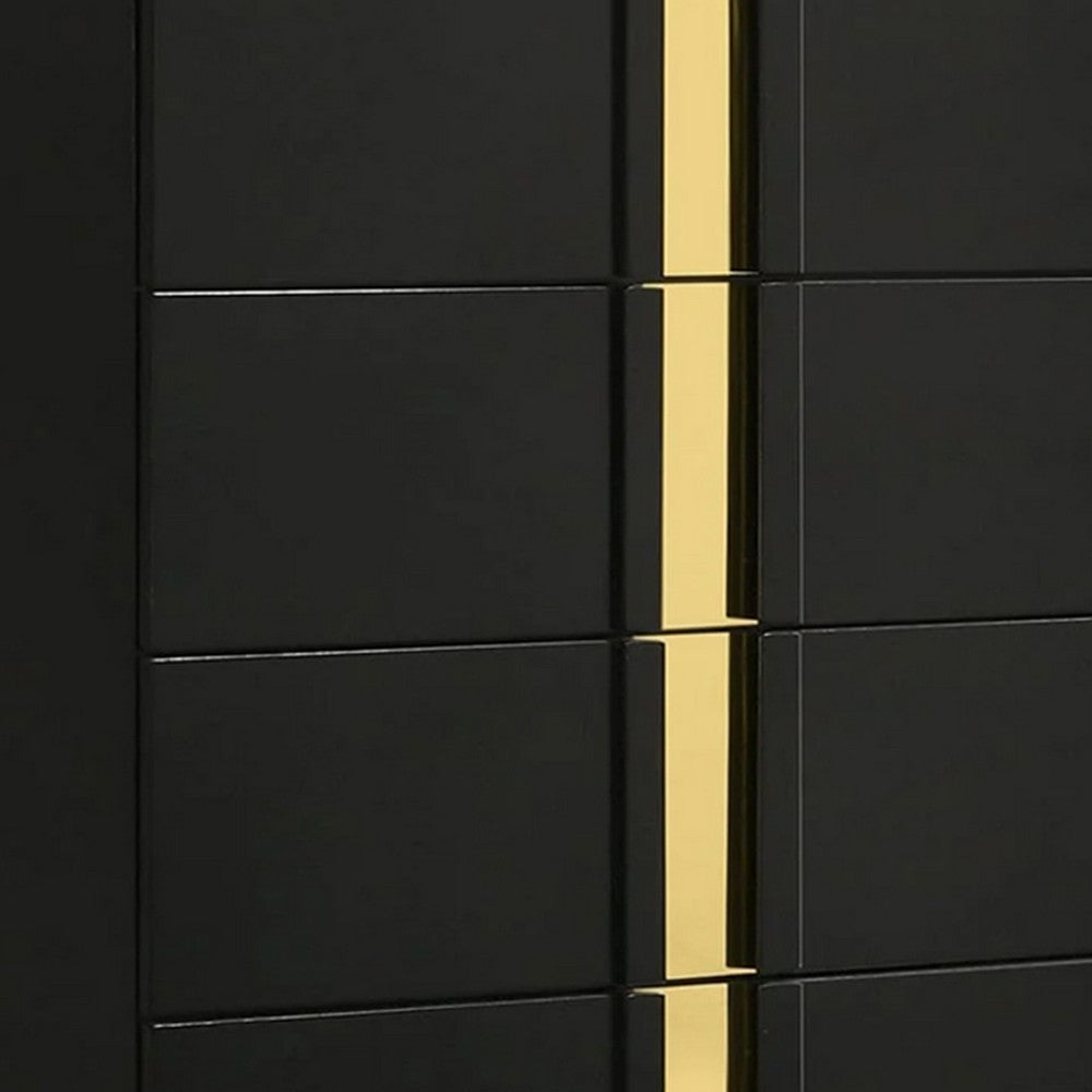 Yoki Tall Dresser Chest | 5 Drawers | Modern Glam Black & Gold