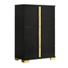 Yoki Tall Dresser Chest | 5 Drawers | Modern Glam Black & Gold