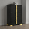 Yoki Tall Dresser Chest | 5 Drawers | Modern Glam Black & Gold