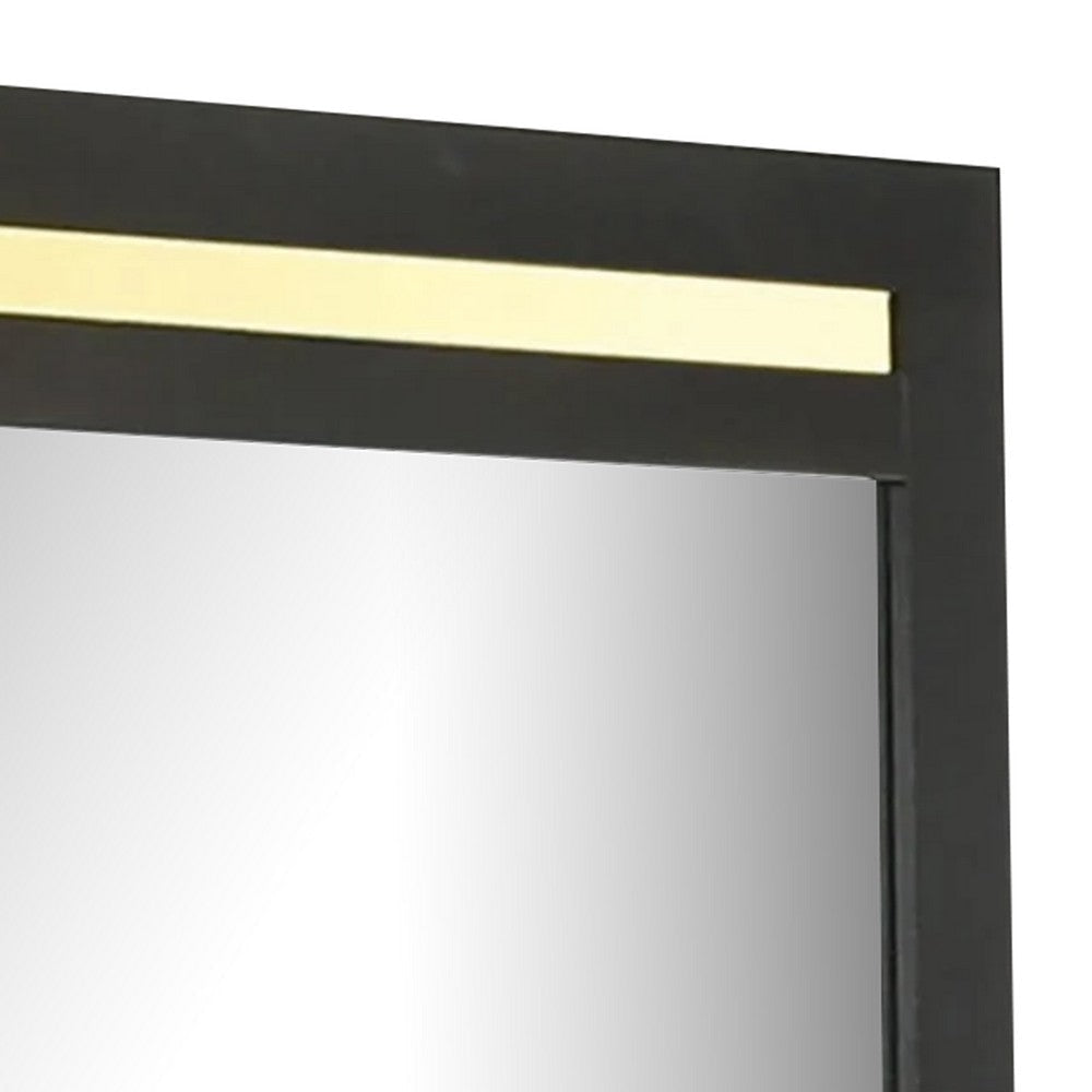 Yoki 41’’ Dresser Mirror | Modern Glam Black with Gold Acrylic Accents BM339412