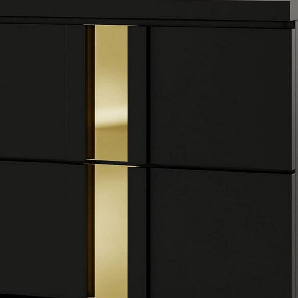 Yoki Nightstand | 2 Drawers | Modern Glam Black & Gold | 23’’