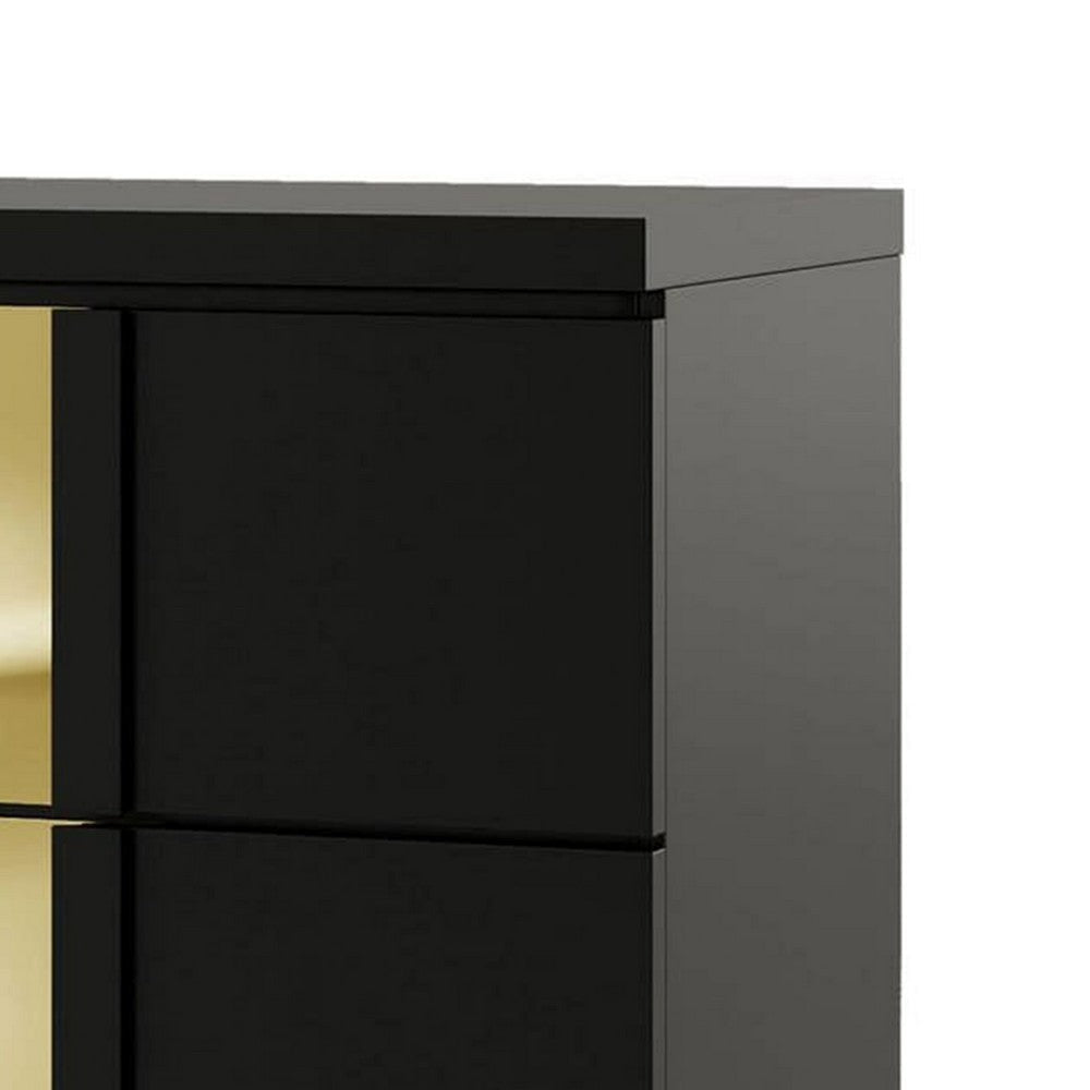 Yoki Nightstand | 2 Drawers | Modern Glam Black & Gold | 23’’