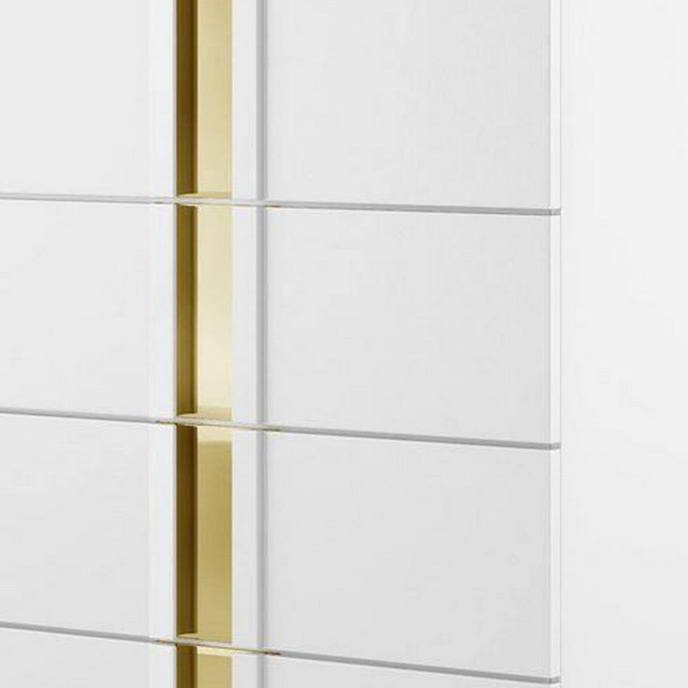Yoki Tall Dresser Chest | 5 Drawers | Modern Glam White & Gold BM339414