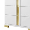 Yoki Tall Dresser Chest | 5 Drawers | Modern Glam White & Gold BM339414