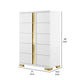 Yoki Tall Dresser Chest | 5 Drawers | Modern Glam White & Gold BM339414