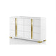 Yoki Wide Dresser | 6 Drawers | Modern Glam White & Gold BM339415