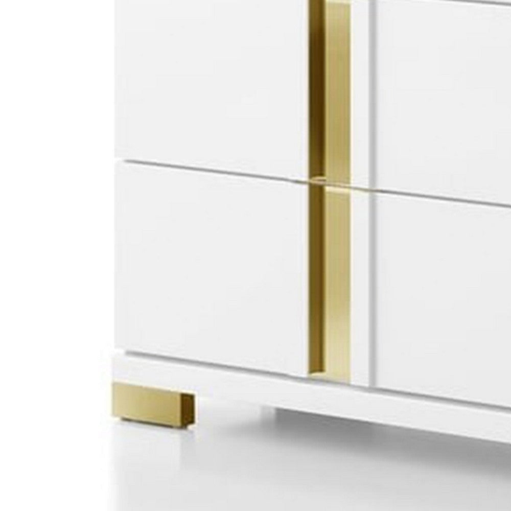 Yoki Wide Dresser | 6 Drawers | Modern Glam White & Gold BM339415