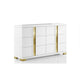 Yoki Wide Dresser | 6 Drawers | Modern Glam White & Gold