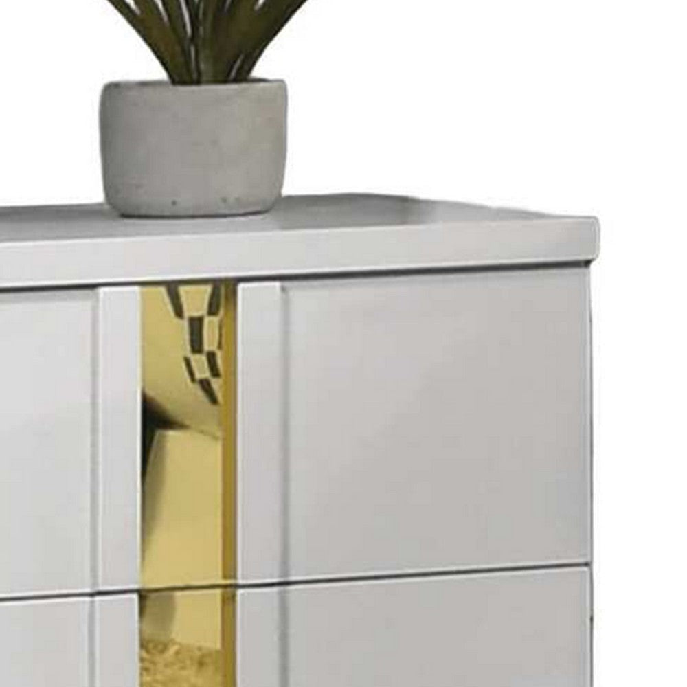 Yoki Nightstand | 2 Drawers | Modern Glam White & Gold | 23’’
