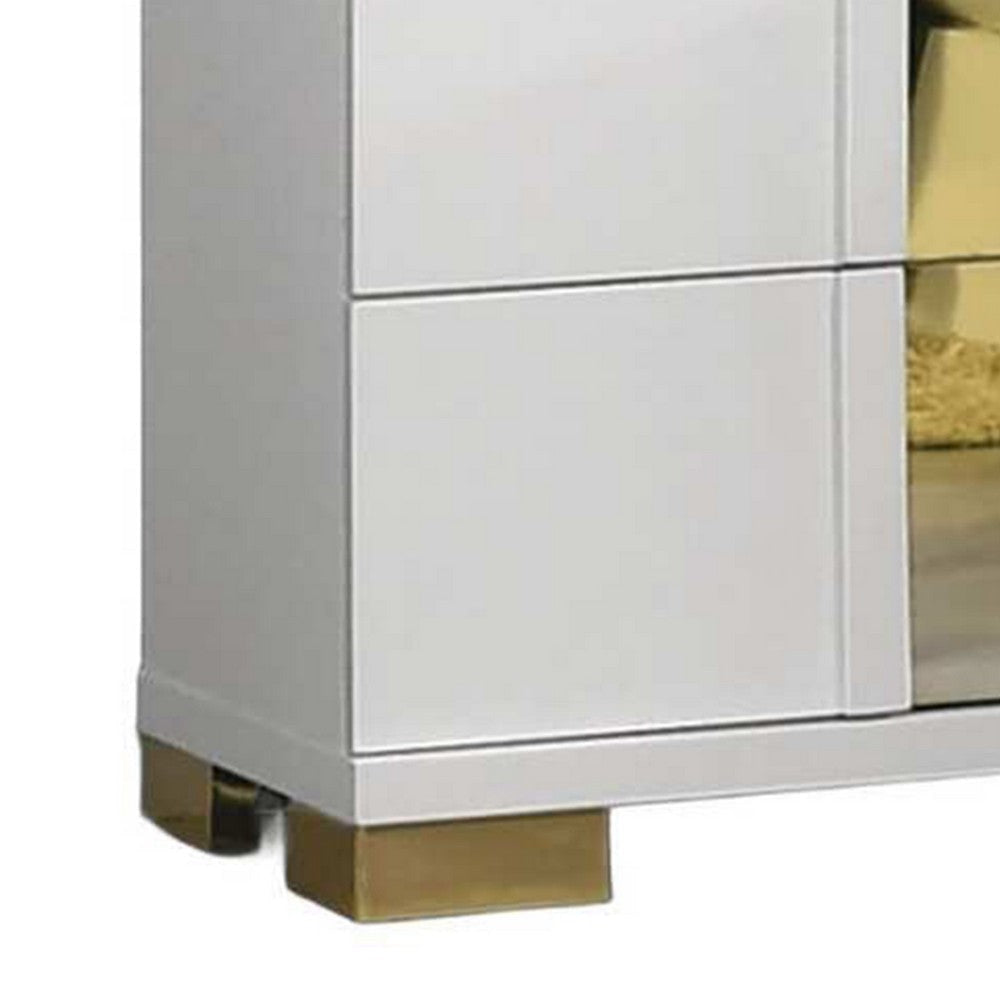Yoki Nightstand | 2 Drawers | Modern Glam White & Gold | 23’’