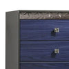 Zara Tall Dresser Chest with 5 Drawers | Ash Gray & Indigo Blue Wood BM339418