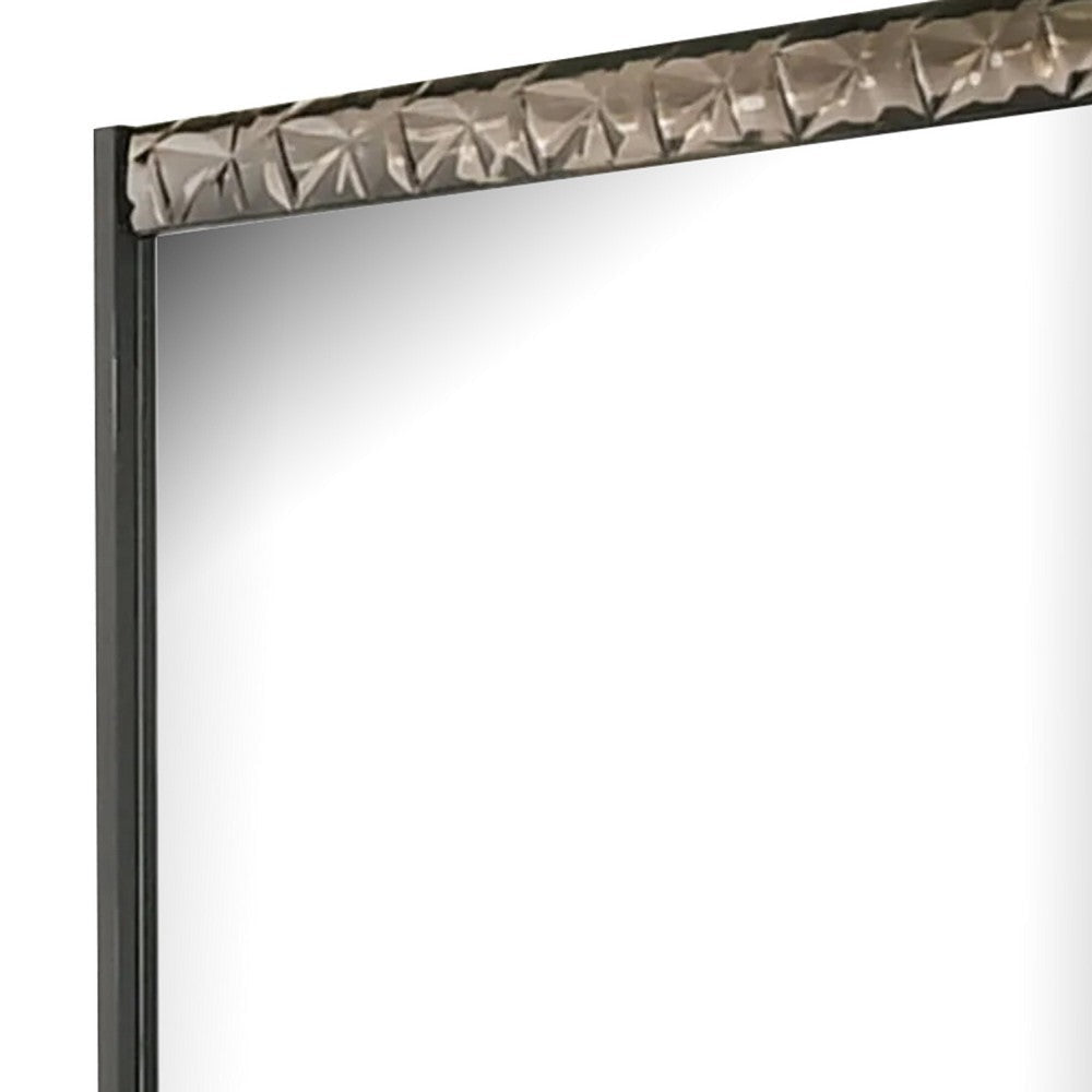 Zara 36x40’’ Dresser Mirror | Rectangular | Chrome Geo Molding | Ash Gray BM339420