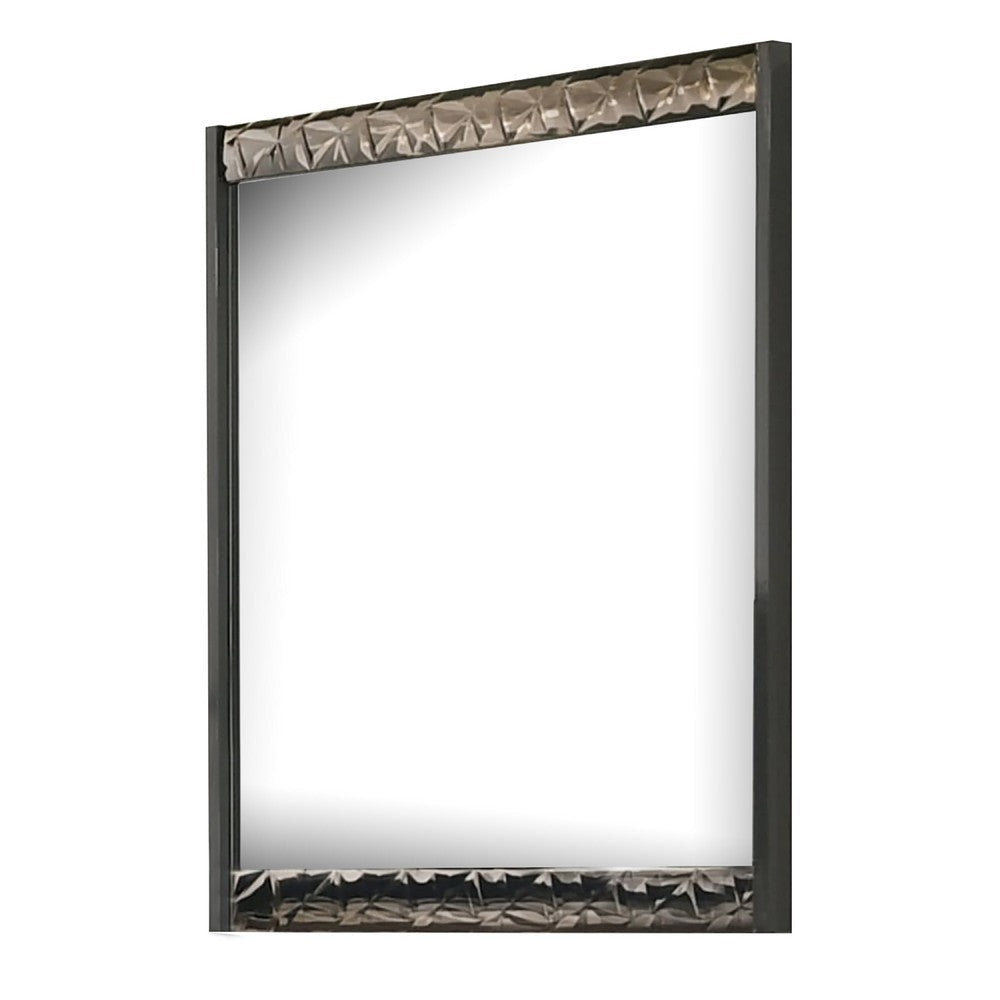 Zara 36x40’’ Dresser Mirror | Rectangular | Chrome Geo Molding | Ash Gray BM339420