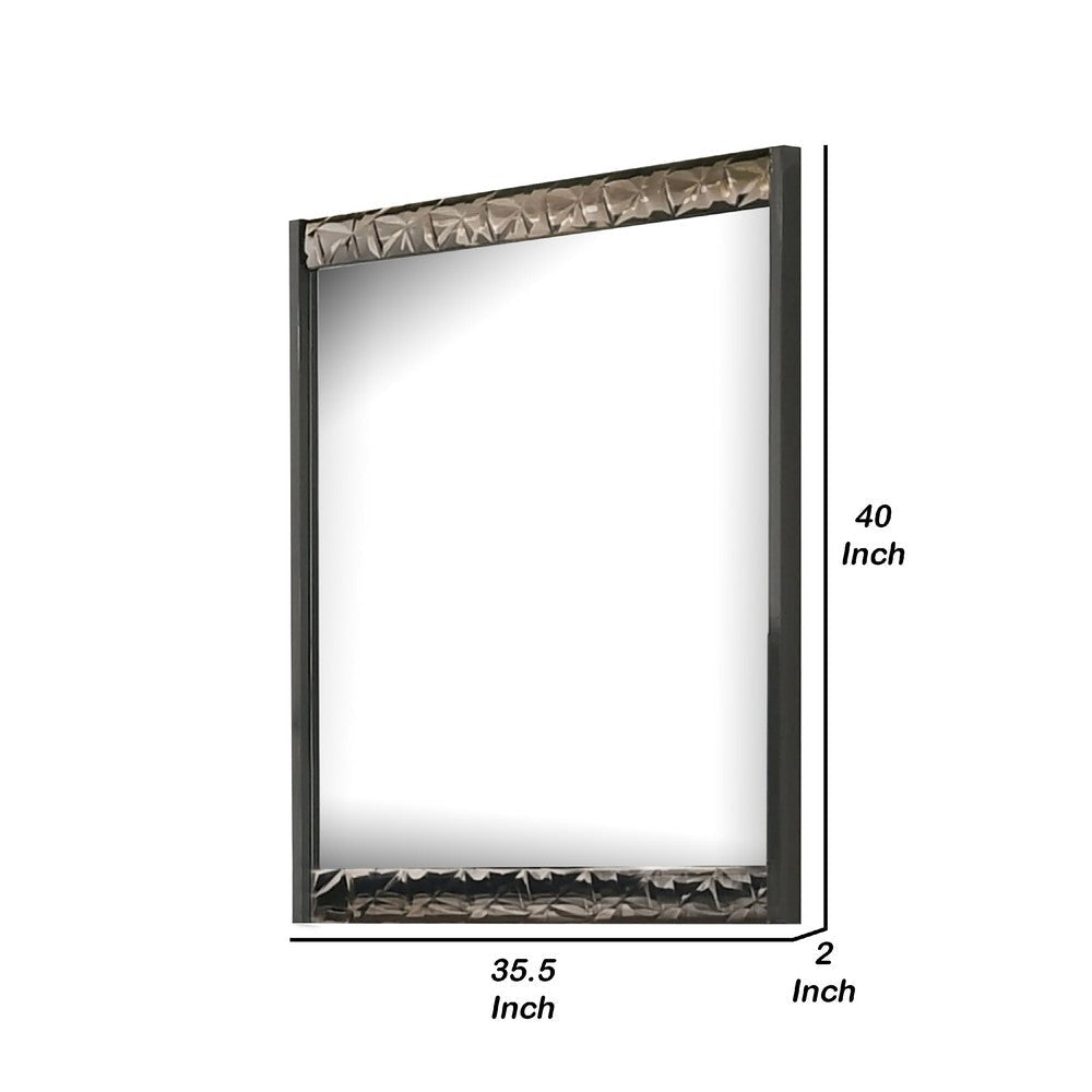 Zara 36x40’’ Dresser Mirror | Rectangular | Chrome Geo Molding | Ash Gray BM339420