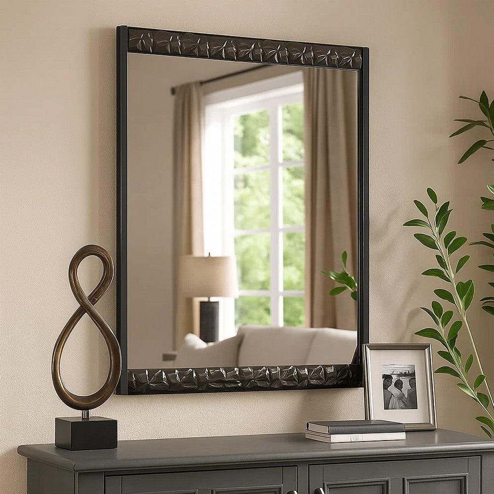 Zara 36x40’’ Dresser Mirror | Rectangular | Chrome Geo Molding | Ash Gray BM339420