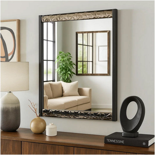 Zara 36x40’’ Dresser Mirror | Rectangular | Chrome Geo Molding | Ash Gray BM339420