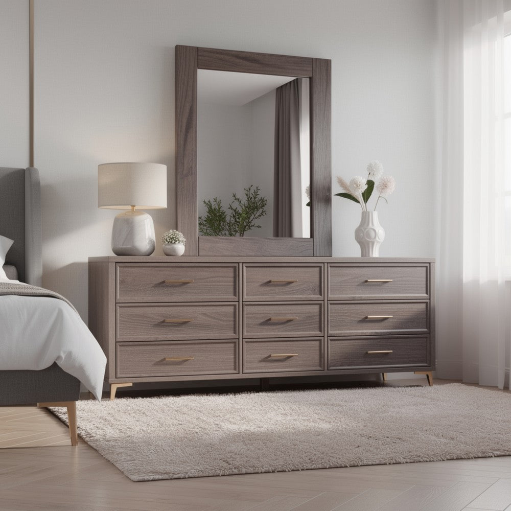 Stav Dresser Mirror w Rectangular Frame | Gray Brazilian Pine Wood