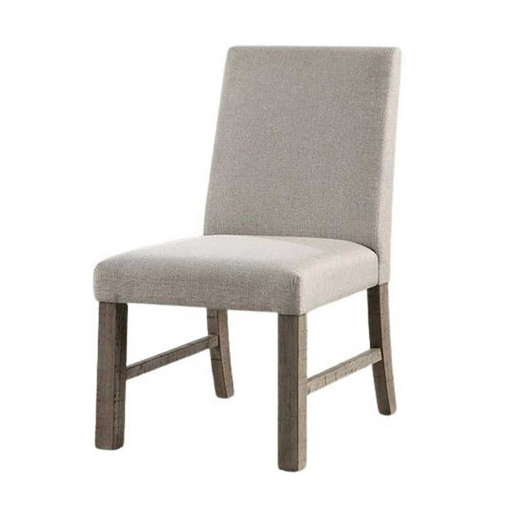 Genu Side Dining Chair Set of 2 | Rustic Gray Wood | Gray Fabric BM339425