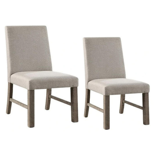Genu Side Dining Chair Set of 2 | Rustic Gray Wood | Gray Fabric
