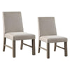Genu Side Dining Chair Set of 2 | Rustic Gray Wood | Gray Fabric